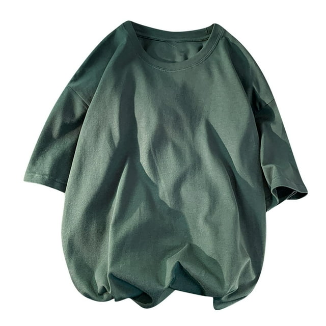 Yuyuzo Plus Size T-Shirts for Men Oversized Short Sleeve Crew Neck Solid Color Loose Comfy Plain Tees