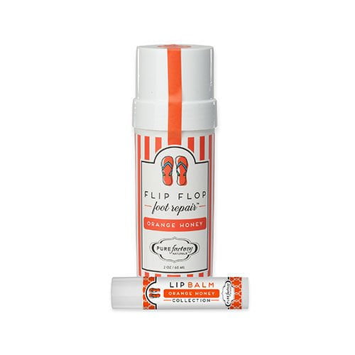 Bálsamo labial Flip Lip Combo para reparación de pies PURE Factory Orange Honey, humectante de 2 oz