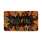 Smile Maple Leaves Hello Fall Decorative Doormat 17 x 29, Low-Profile Floor Switch Mat for Indoor Outdoor