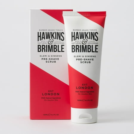 Hawkins & Brimble Mens Facial Scrub (4.2 fl oz) - Walnut & Almond Pre Skin Face Exfoliator For Men | Pre Shave (The Best Facial Cleanser For Men)