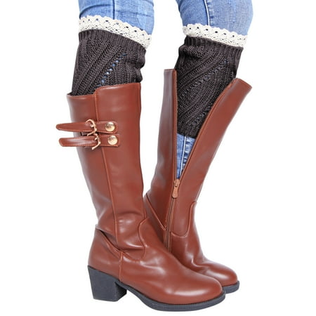 

Qxutpo Socks for Women Casual Fall Winter Hollow Knit Lace Warm Knee Pad Socks