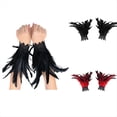 thumbnail image 3 of Puños de Plumas para Mujer, de Piel Suave, con Plumas, Accesorios para Festivales, Espectáculos y Bailes, Color Negro., 3 of 5