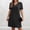 Black, variant on IUYRTFE Women Solid Color Short Sleeve V Neck Ribbed Dress Casual Loose Fit Summer Mini Dress