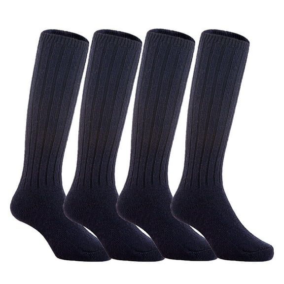 Lian LifeStyle Unisex Children 4 Pairs Fascinating Knee High Wool Boot Socks Resistant and Health Focused MFS02 Size 0-2Y(Navy)