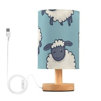 Sheeps in Blue Table Lamp for Desk Nightstand Lamp with USB Modern Gifts for Bedroom Living Room Kids Room