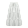 thumbnail image 5 of Fashionable Women's Beach Vacation Layered Ruffle Hem Long Skirt Hollow Gathered Cake Skirt Leather Pleated Skirts for Women Western Skirts for Women plus Size Pencil Skirt Festival Skirt Short Skirts, 5 of 6