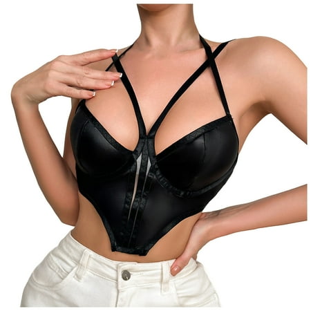 Minimizer Bras for Women Ladies Lingerie Hanging Neck Bustier Small Vest Backless Outside Wear Temperament Wrap Sexy Tops Push Up Bras for Women(Size:M)