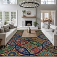thumbnail image 3 of Vintage Boho Area Rugs 5'x7', Washable Small Throw Rugs for Laundry Room Playroom, Ethnic Floral Geometric Green Blue Red Indoor Outdoor Rug Non-Slip Low Pile Carpet Runner Reversible Floor Mats, 3 of 8