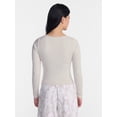 thumbnail image 3 of No Boundaries Long Sleeve Seamless Tee with Lace Trim, Women's XXS-XXL, 3 of 5