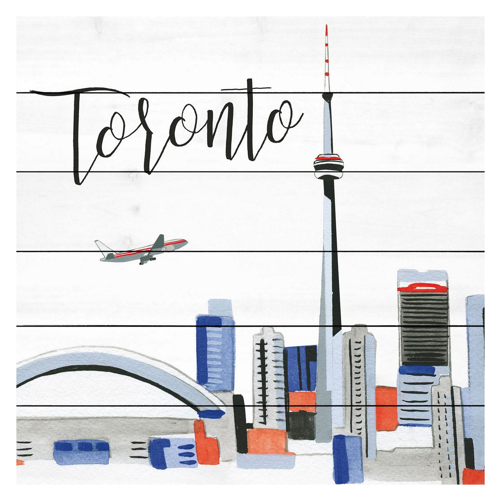 Marmont Hill "Toronto Skyline" by Molly Rosner Painting Print on White Wood