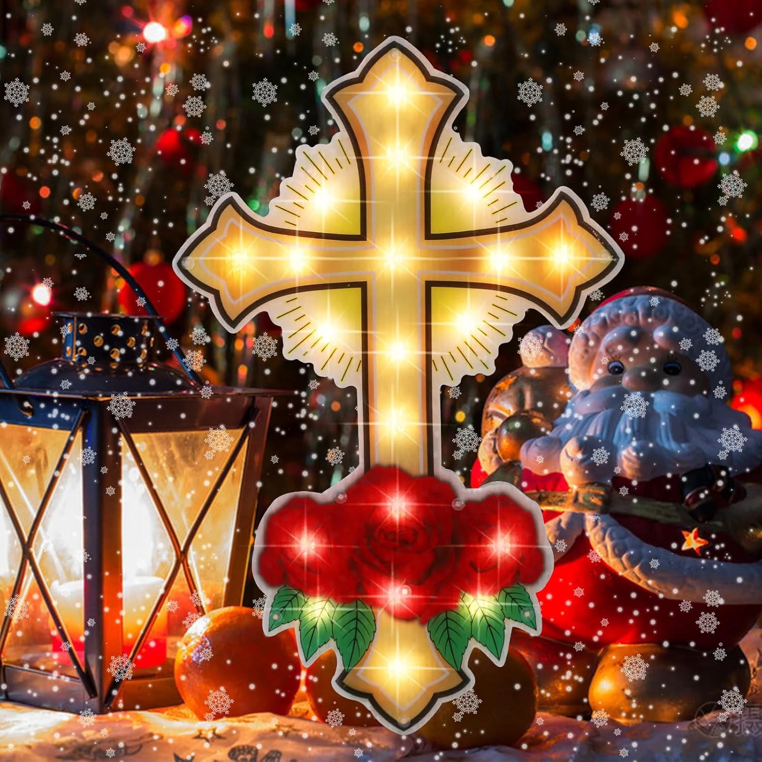 20L Cross Christmas Window Silhouette Lights Decorations for Christmas,Party,Home,Patio Lawn,Garden