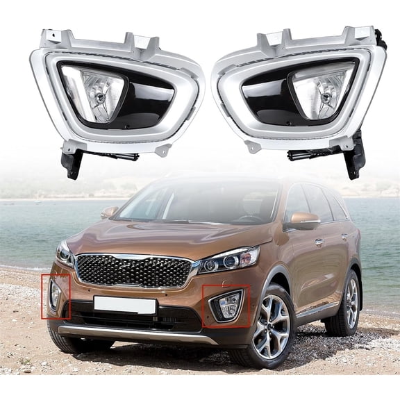 LABLT 1 Pair Fog Lights Bezel Set Driver and Passenger Side Replacement for 2016 2017 2018 Sorento