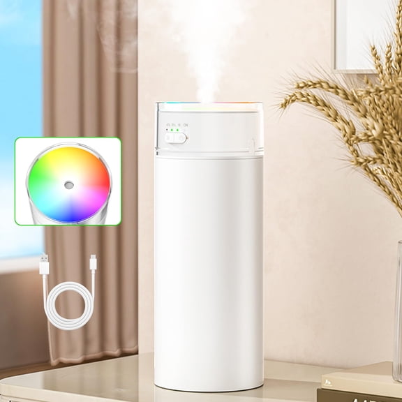 500ml Rechargeable Portable Humidifier for Bedroom, Car & Office | Thick Fog Cool Mist with Colorful Cup Light & Timer | Small Travel Humidifier for Home, Desk, Auto