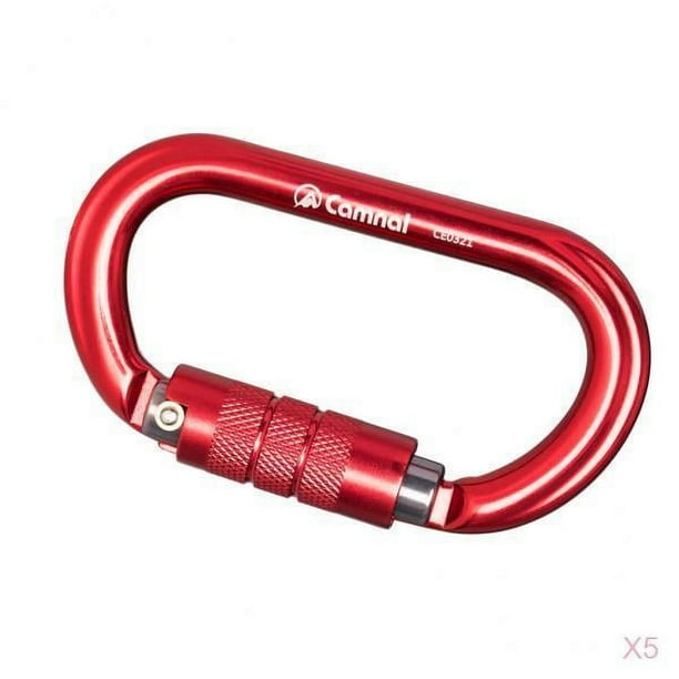 5 Mosquetones de Aluminio, Resistentes Al , Llavero con en D para - Rojo