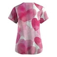 thumbnail image 3 of Qwertyu Womens Valentine Scrub Shirts V Neck Short Sleeve Oversized Valentines Day Scrubs Love Heart Print Workwear Nursing Uniform with Pockets Hot Pink 2XL, 3 of 3