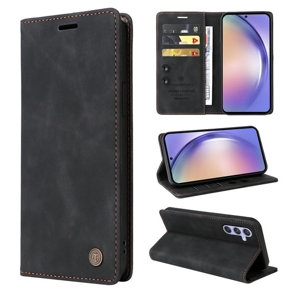 Nalacover Wallet Case for Samsung Galaxy A54 5G - Flip Purse Case with Card Holder Kickstand Suction Cup, Premium Business PU Leather Shockproof Phone Cover for Samsung Galaxy A54 5G - Black