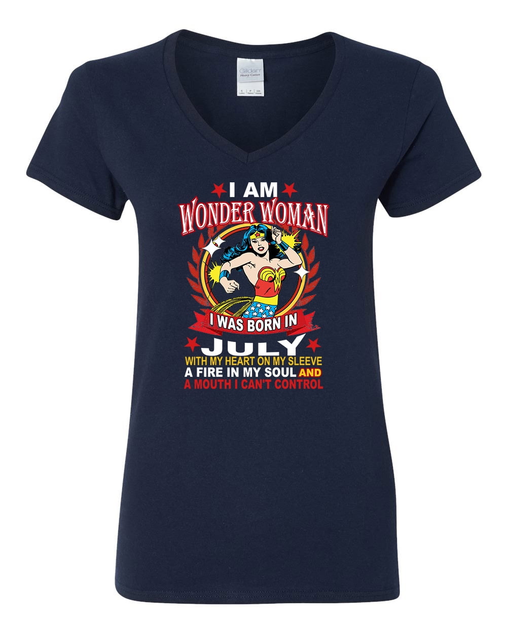Superhero Womans V Neck T-Shirt Navy 
