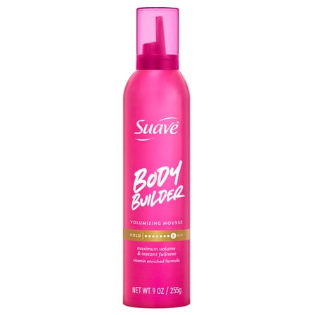 Suave Body Builder Volumizing Hair Mousse, Lightweight, Soft Hold, Fullness & Lift, 9 OZ