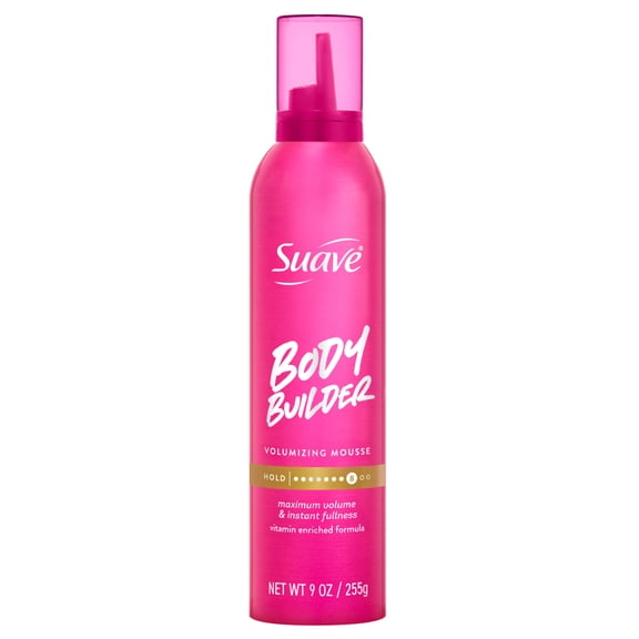 Suave Body Builder Volumizing Hair Mousse, Lightweight, Soft Hold, Fullness & Lift, 9 OZ