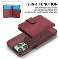 thumbnail image 5 of Allytechgroup Detachable Cards Holder Case for iPhone 14 Plus, RFID Blocking 2 In 1 Wallet PU Leather Case with Stand Compatible with Magsafe Shockproof Cover for iPhone 14 Plus, Winered, 5 of 7