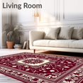 thumbnail image 2 of ODIKA 8'x10' Machine Washable Non-Slip Area Rug, Winter Wonderland Snowflake Medallion with Festive Elk High Traffic Rug, Red, 623257, 2 of 7