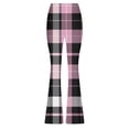 thumbnail image 4 of QATAINLAV Womens Trendy Plaid Print Flared Leggings Casual High Waisted Seamless Bell Bottom Yoga Pants Milk Silk Soft Tummy Control Workout Leggings Pink S Mothers Day Gifts, 4 of 5