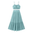 thumbnail image 6 of Women's 2 Piece Set Spaghetti Strap Crop Tank Top and High Waisted Tiered Ruffle Maxi Skirts Casual Summer Outfit for Beach Vacation Light Blue, 6 of 6