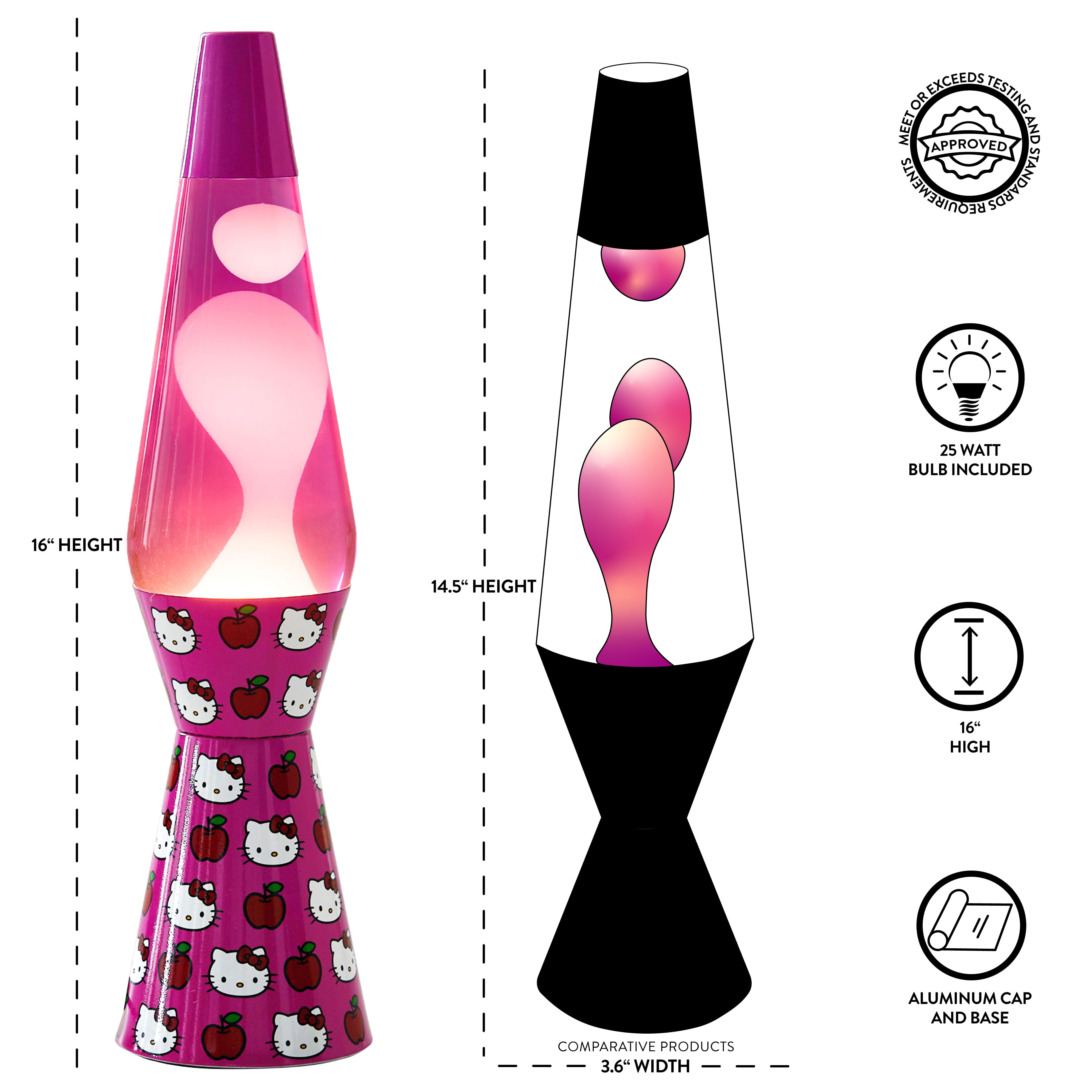 Hello Kitty 16" Motion Volcano Lamp, Pink Wax in Pink Liquid