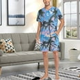 thumbnail image 7 of joogoo Men's Pajama Set Summer Tropical Palm Tree V-Neck Pj Shorts Set 2 Piece Loungewear Sleepwear L, 7 of 7