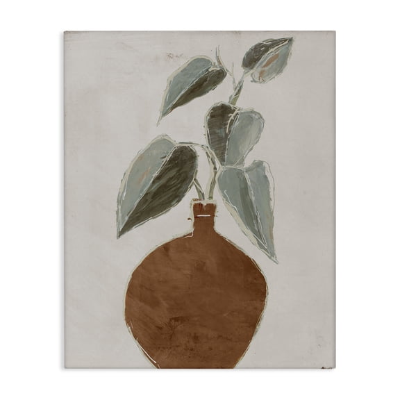 Stupell Industries Natural Tan Greenery Plants & Flowers Painting Wrapped Canvas Art Print Wall Art, 16 x 20