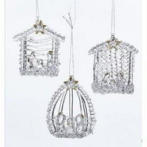 Spun Glass Nativity Christmas Ornament Set, 3-Piece – Hand-Painted Holiday Decoration