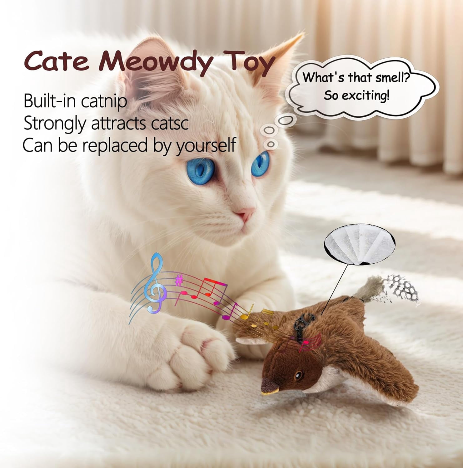 Interactive cat Toy, Flying Bird Cat Toy,Electric Sparrow Shaking Hunting Pet Toy for Cat