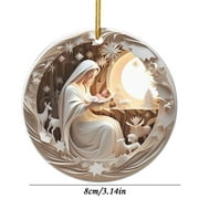 Holloyiver Christmas Easter Nativity Scene Ornaments, Christmas Acrylic 3D Hanging Ornament Pendant for Xmas Tree Birth of Jesus Christian Decor Religious Gift for Family Friends and Christian