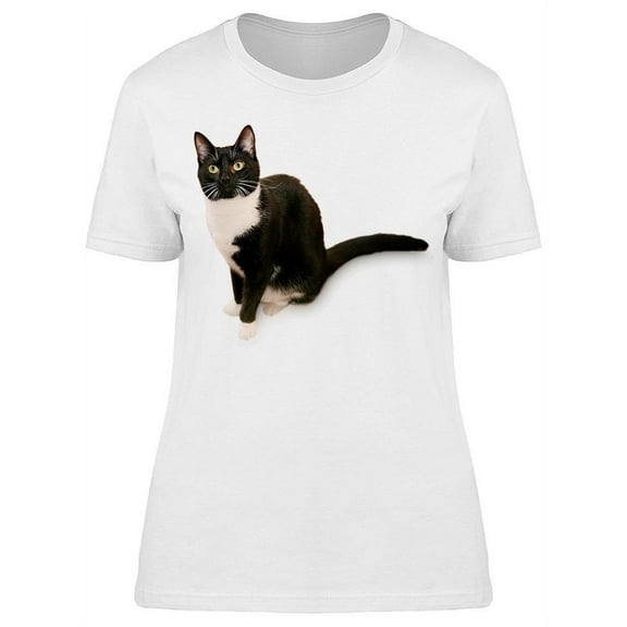 Cute Tuxedo Cat T-Shirt Women -Image by Shutterstock, Female 3X-Large