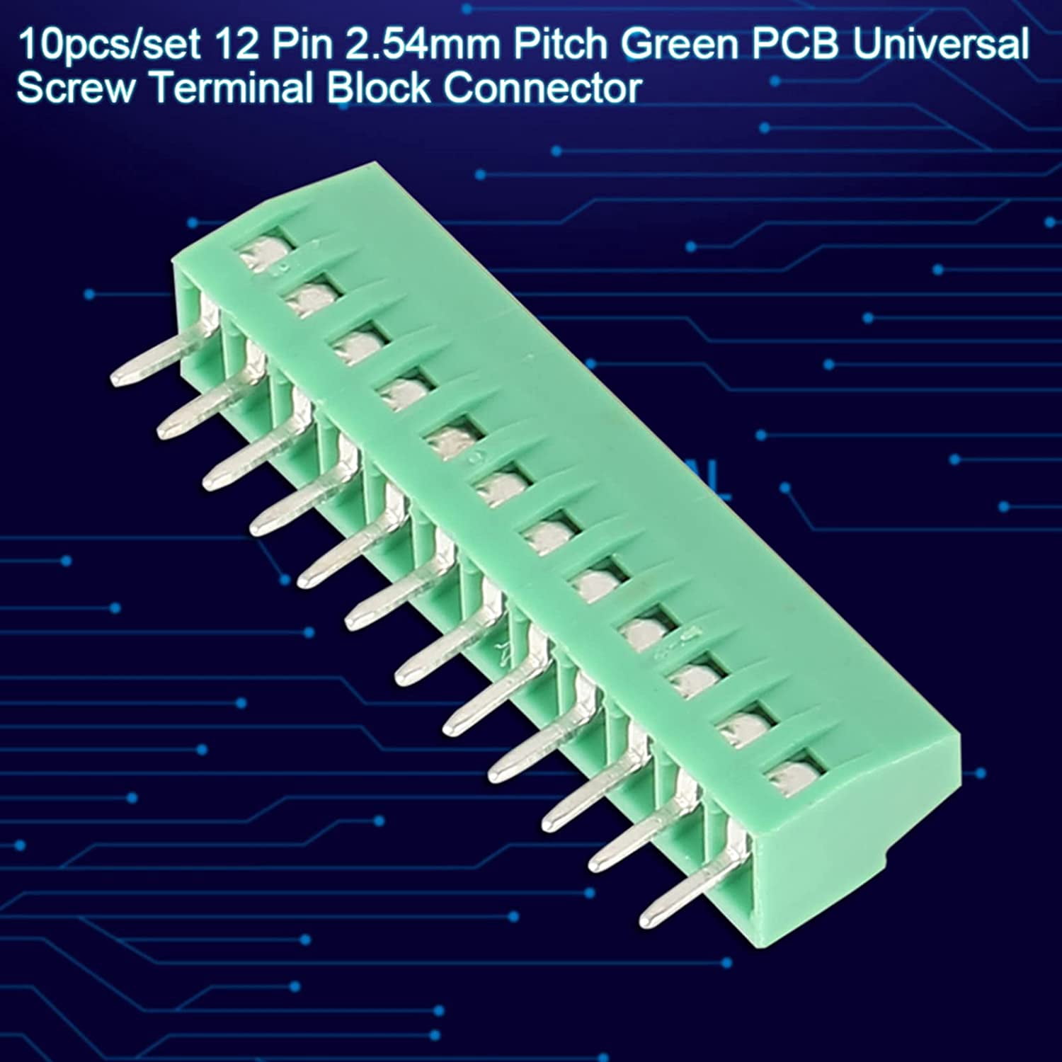 Gamvdout 12 Pin 2.54mm Pitch Green PCB Universal Screw Terminal Block Connector 10pcs Set and Terminal Block with high fire Retardant Performance Easy to Welding fulfill Your Demands