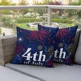 thumbnail image 4 of July 4th Pillow Covers 2 Pack Independence Day Retro Red Blue Fireworks Dark Blue Pillowcase Waterproof Outdoor Throw Pillow Cover for Patio Garden Square Cushion 24”x24”, 4 of 9