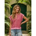 thumbnail image 6 of LMLYSoH Womens Knit Sweater Vest Sleeveless Round Neck Button Up Striped Tops for Casual Streetwear, 6 of 8