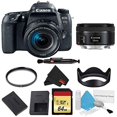 thumbnail image 5 of Canon EOS 77D DSLR Camera with 18-55mm Lens Bundle w/ Memory Kit + 50mm Lens (Intl Model), 5 of 5