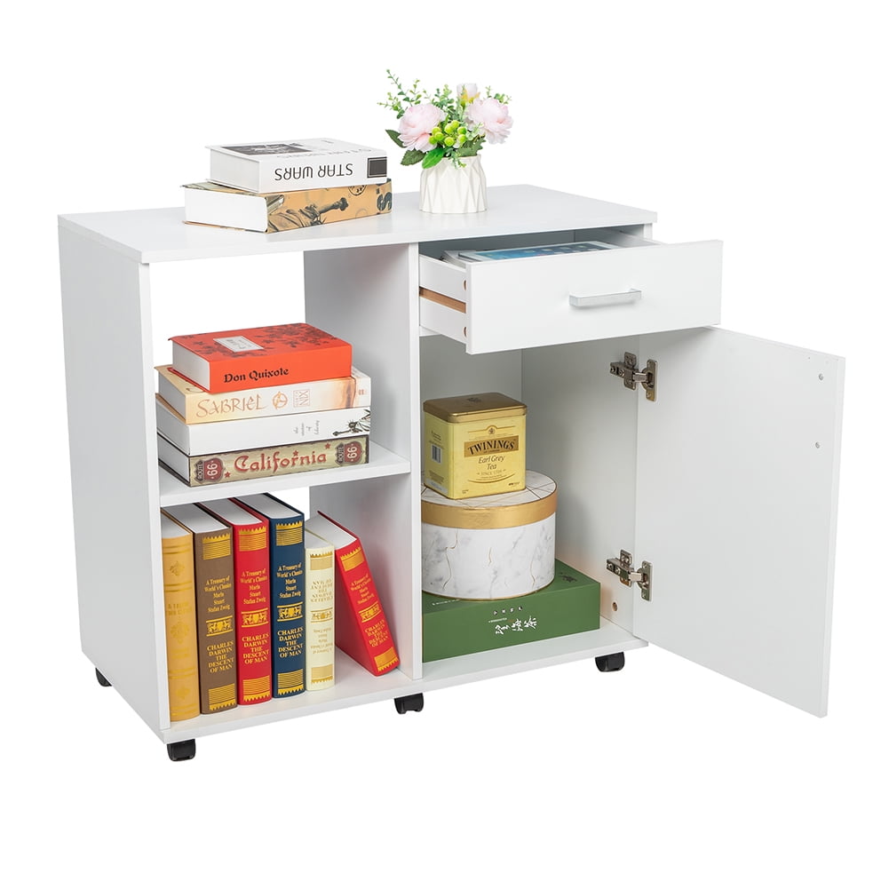 Private Jungle Three Layers Left Frame Right Cabinet MDF And PVC Wooden Filing Cabinet White