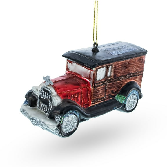 Classic Vintage Car Glass Christmas Ornament