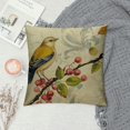 thumbnail image 2 of Qinduosi Throw Pillow Cover Spring Vintage Watercolor Birds Flowers Green Plants Home Decor Pillowcase Square Cushion Cover for Sofa Bed Couch White, 2 of 5