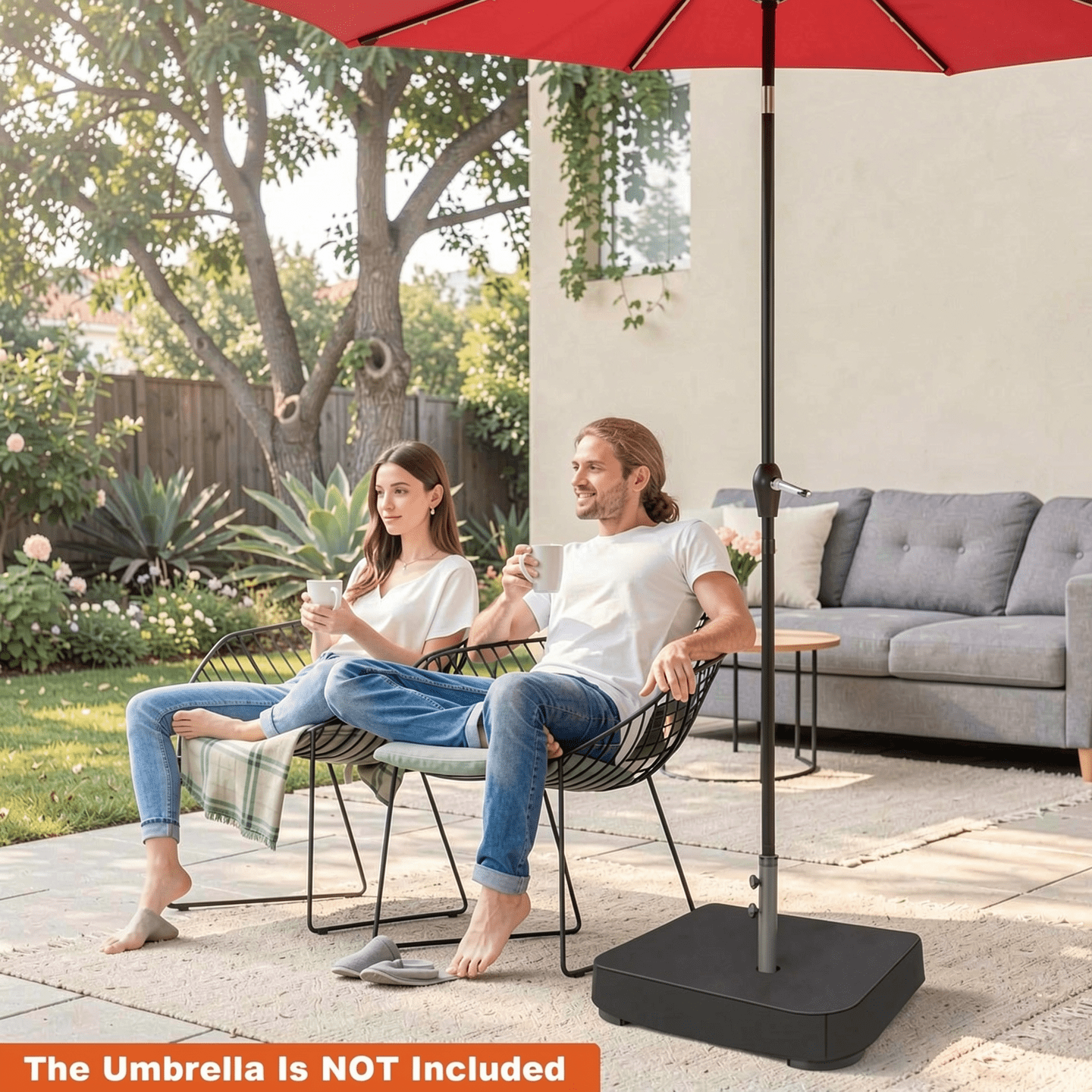 Biotree Fillable Umbrella Base with 2 Sandbags and Dust-proof Cover Black - Heavy Duty Outdoor Patio Stand