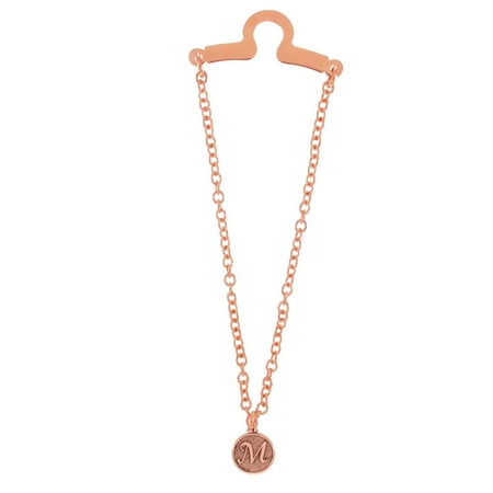 Rose Gold Tone Tie Chain Button Hole Attachment Initial M Charm