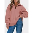 thumbnail image 3 of Eytino Womens Sweatshirts Half Zip Pullover Sweatshirts Fleece Quarter Zipper Solid Color Drop Shoulder Fleece Workout Pullover Oversized Long Sleeve Sweatshirt L Pink, 3 of 3