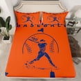 thumbnail image 2 of Homewish Orange Navy Baseball Full Size Sheets for Teens, Vintage American Sports Bed Sheets, Cartoon City Print Sheet Sets, Luxury Bedroom Decor, 4pcs, 2 of 7