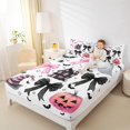 thumbnail image 4 of Feelyou Teens Kawaii Ribbon Full Size Sheets, Magic Castle Witch Hat Bed Sheets, Gothic Halloween Pumpkin Sheet Sets, Lightweight Room Decor, 4pcs, 4 of 7