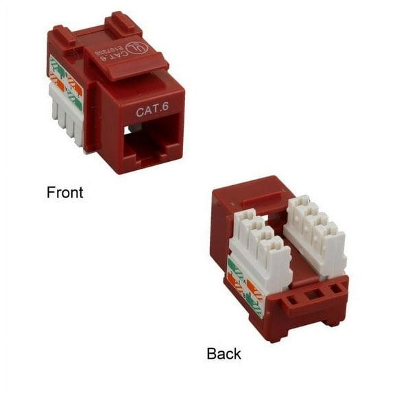 Kentek CAT6 Punch Down Keystone Jack RJ45 Category 6 Ethernet Network 110 Type Red