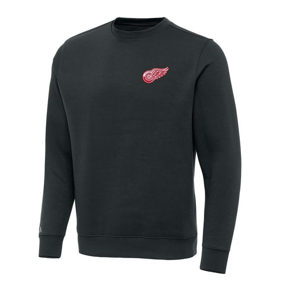 Men's Antigua Charcoal Detroit Red Wings Victory Crewneck Pullover Sweatshirt