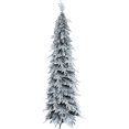 LuxenHome 7Ft Pencil Christmas Tree, Slim Tall Skinny Artificial Snow
