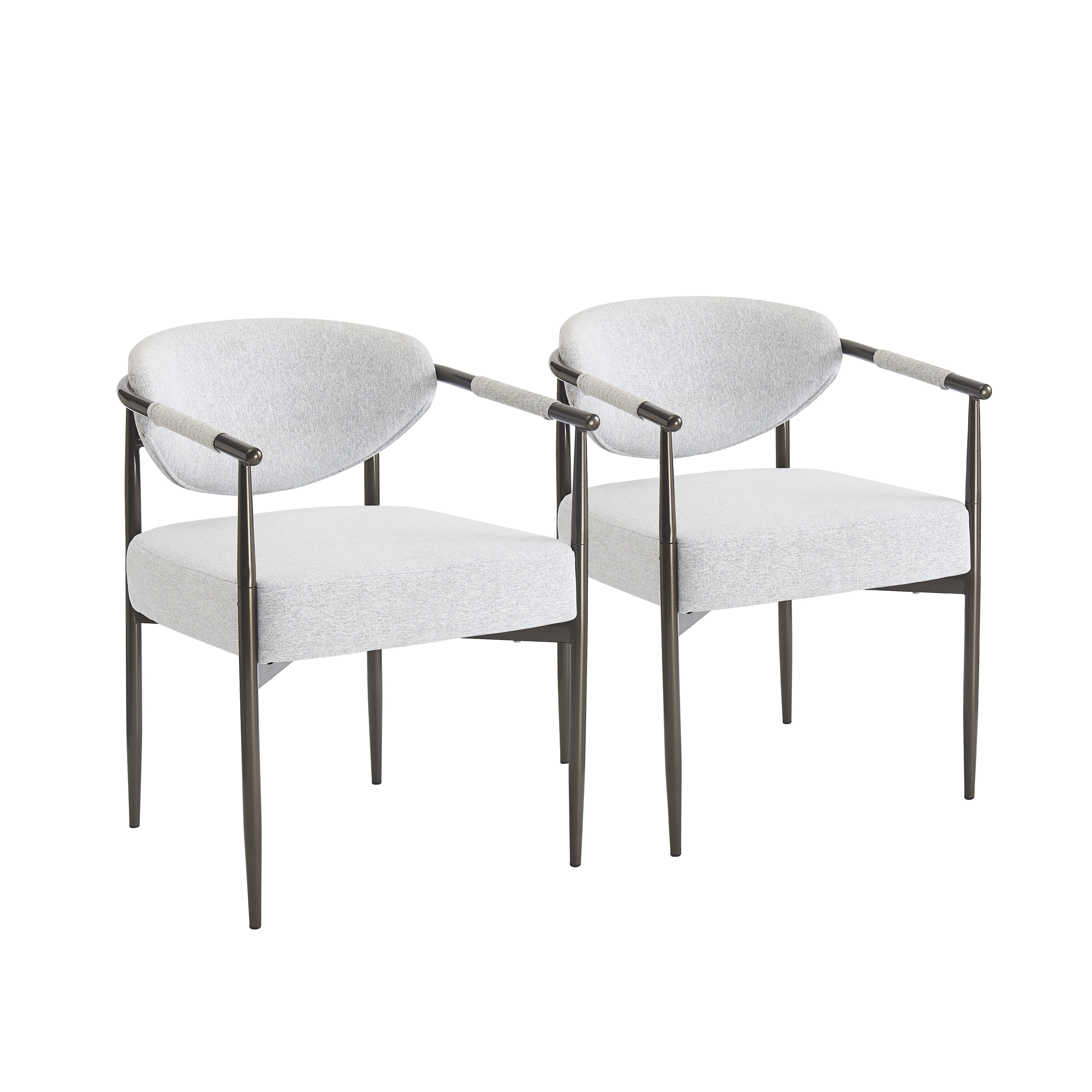 Euroco Upholstered Dining Chairs Set of 2, Modern Kitchen Accent Chairs with RCushion Seat & Metal Legs, Armchairs for Kitchen,Living Room, Restaurant